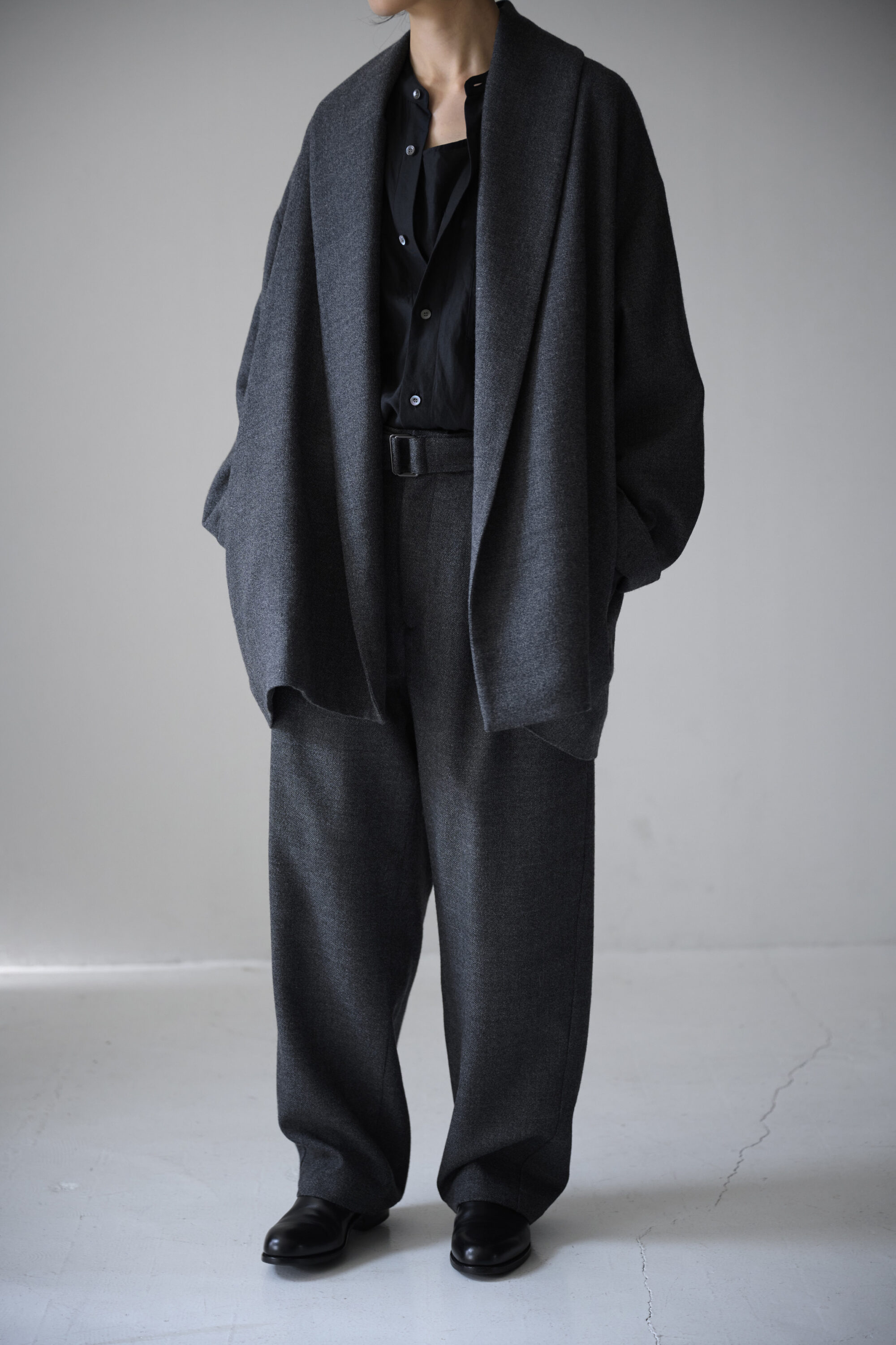 【WIRROW】MELANGE WOOL BELTED PANTS［Brown］ WIRROW】MELANGE WOOL BELTED PANTS［Brown］